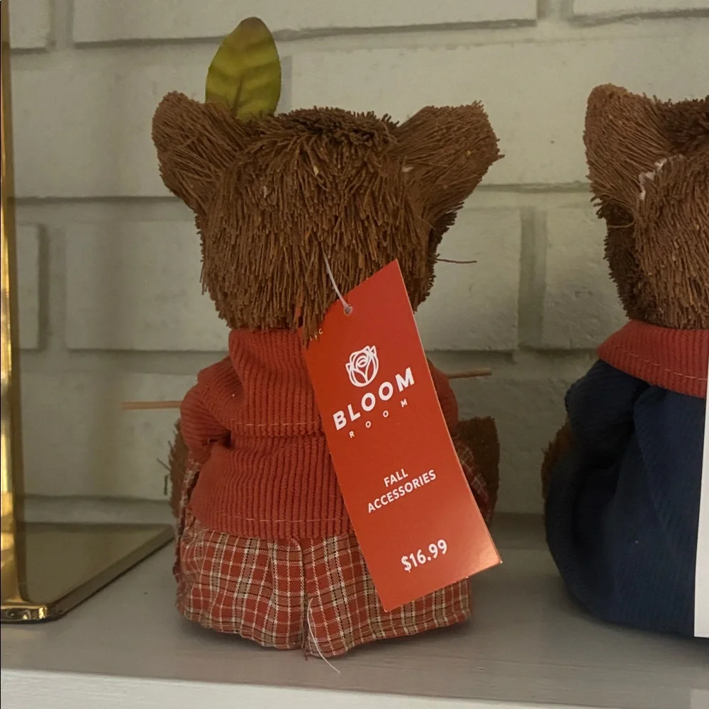 Holiday Fox Figurines with Green and Red Accents